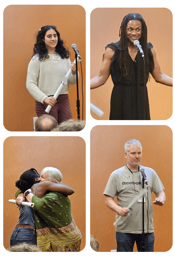 Four photos combined in a collage showcasing individuals participating in discussions at Insight II